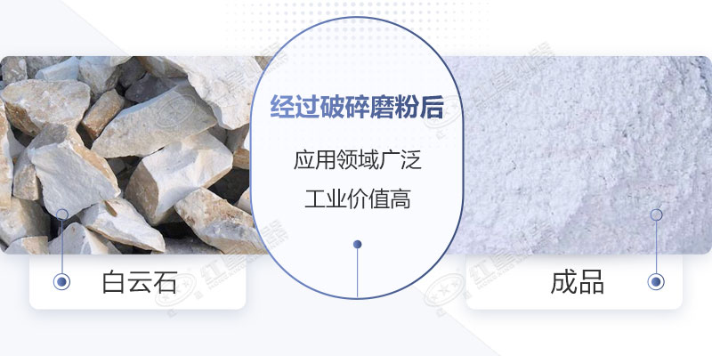 白云石經(jīng)過破碎磨粉后應(yīng)用價值高